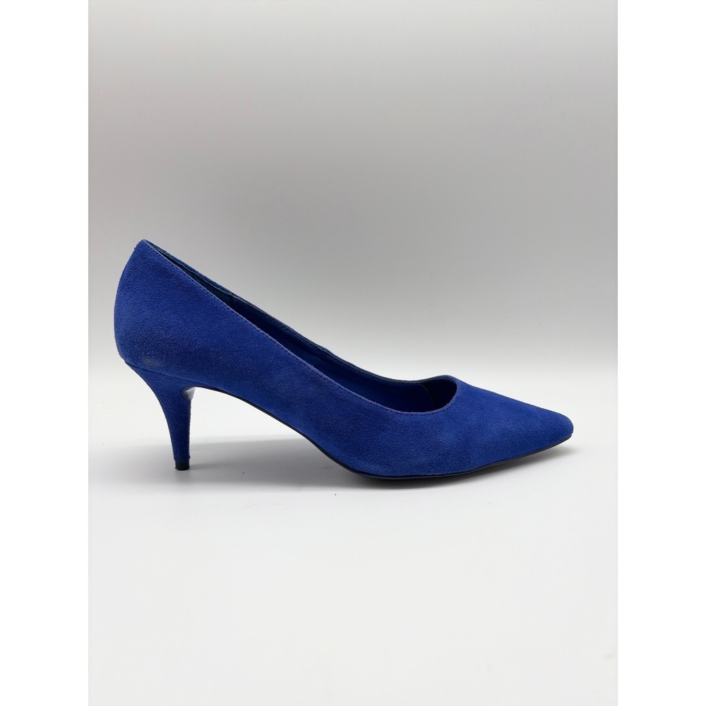 Kelsi Dagger Cobalt Blue Suede Pointed Toe Kitten Heel Pumps Size 7.5